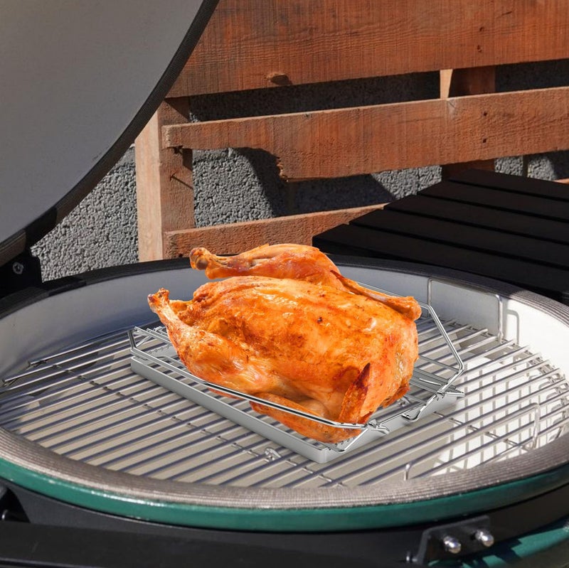 EasiBBQ Adjustable Turkey Roast Rack for Grill or Smoker, Poultry Wire Roasting Baking Broiling Rack for Turkey, Turkey Roasting Stand Accessories - Image 5
